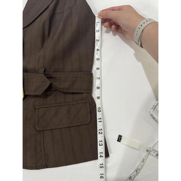 {SOLD} Vintage Bisou Bisou Y2K Brown Halter Button Up Belted Vest- Size Small - Picture 8 of 9